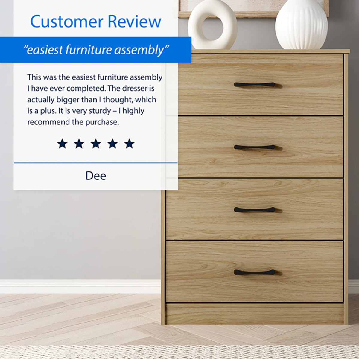 Mainstays Ardent 4 Drawer Dresser, Euro Oak