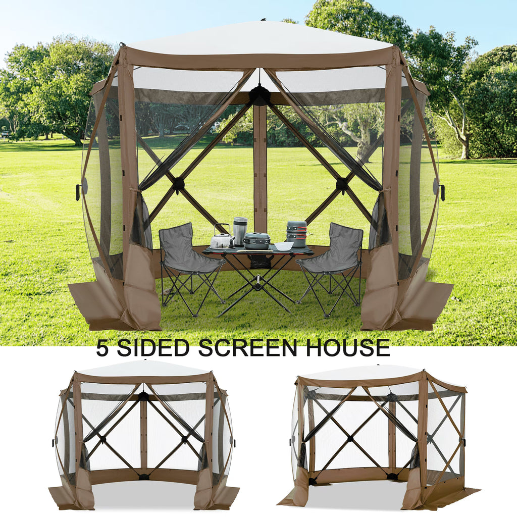 COBIZI 8x8 Pop up Gazebo Tent, Ez up Waterproof Screen Tent Screen House, Portable Outdoor Canopy Sun Shelter with 3 Sidewalls, Carry Bag & Ground Stakes for Camping, Garden and Picnics, Gray