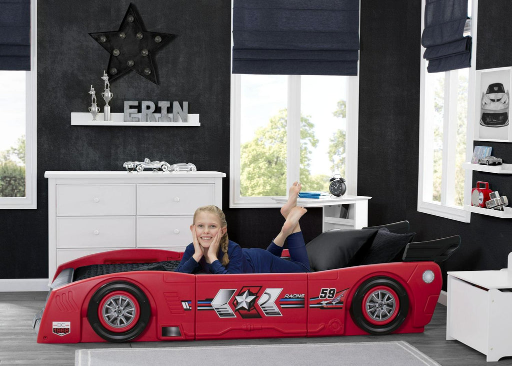 Delta Children Grand Prix Kids Plastic Toddler Bed-Twin. Red