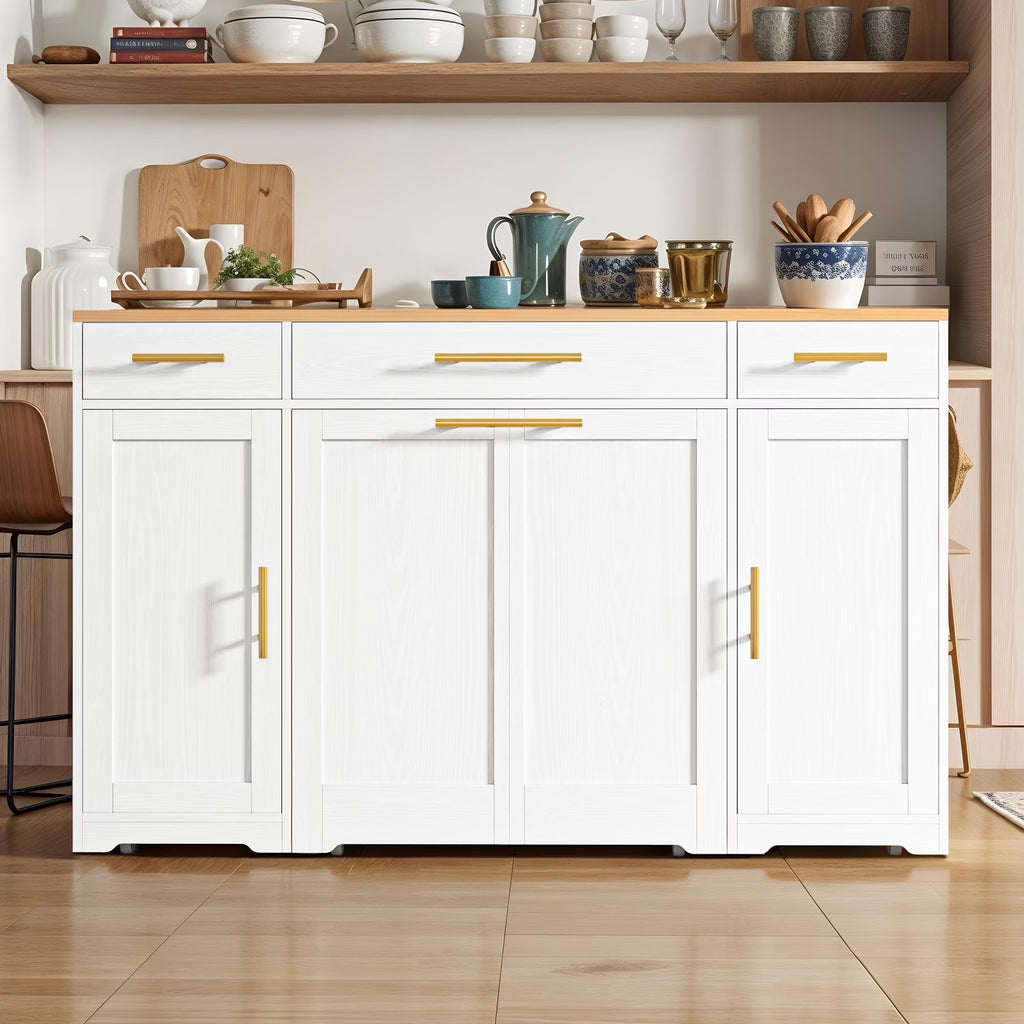 Uforic Kitchen Island with Drop Leaf & Wheels, Island Table with Trash Storage Cabinet, Black