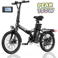 AIRWEST 20" Foldable Electric Bike for Adults, Compact Commuter eBike with 500W Motor 750W Peak, Removable 48V 7.8Ah Battery, 50 Miles PAS Range, 20MPH, UL Certified Folding Electric Bicycle