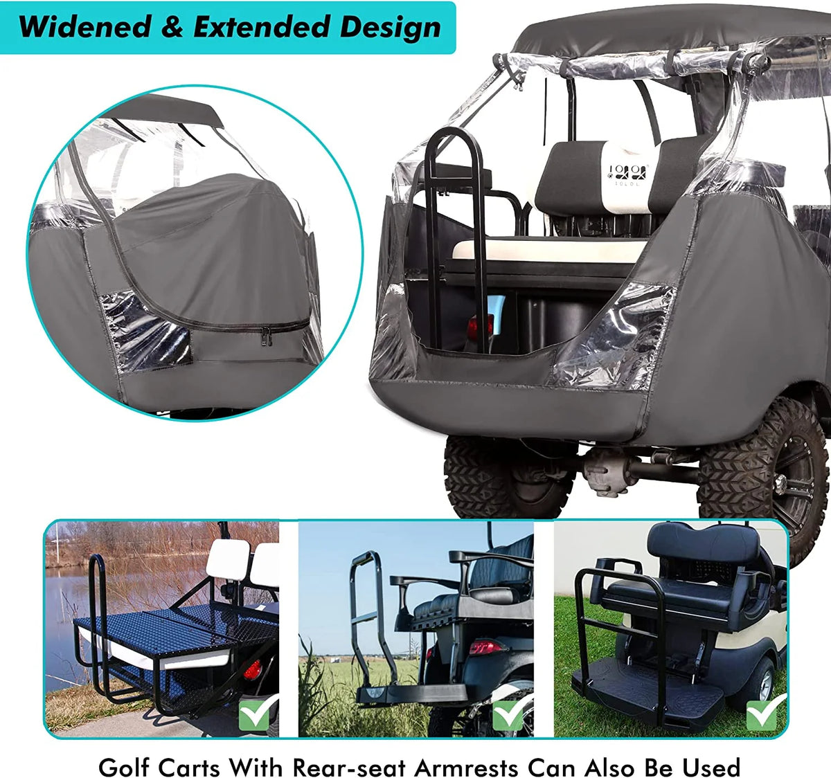 10L0L Golf Cart Enclosure for Club Car Precedent 4 Passenger , 600D Windproof Waterproof Driving Rain Cover, Black