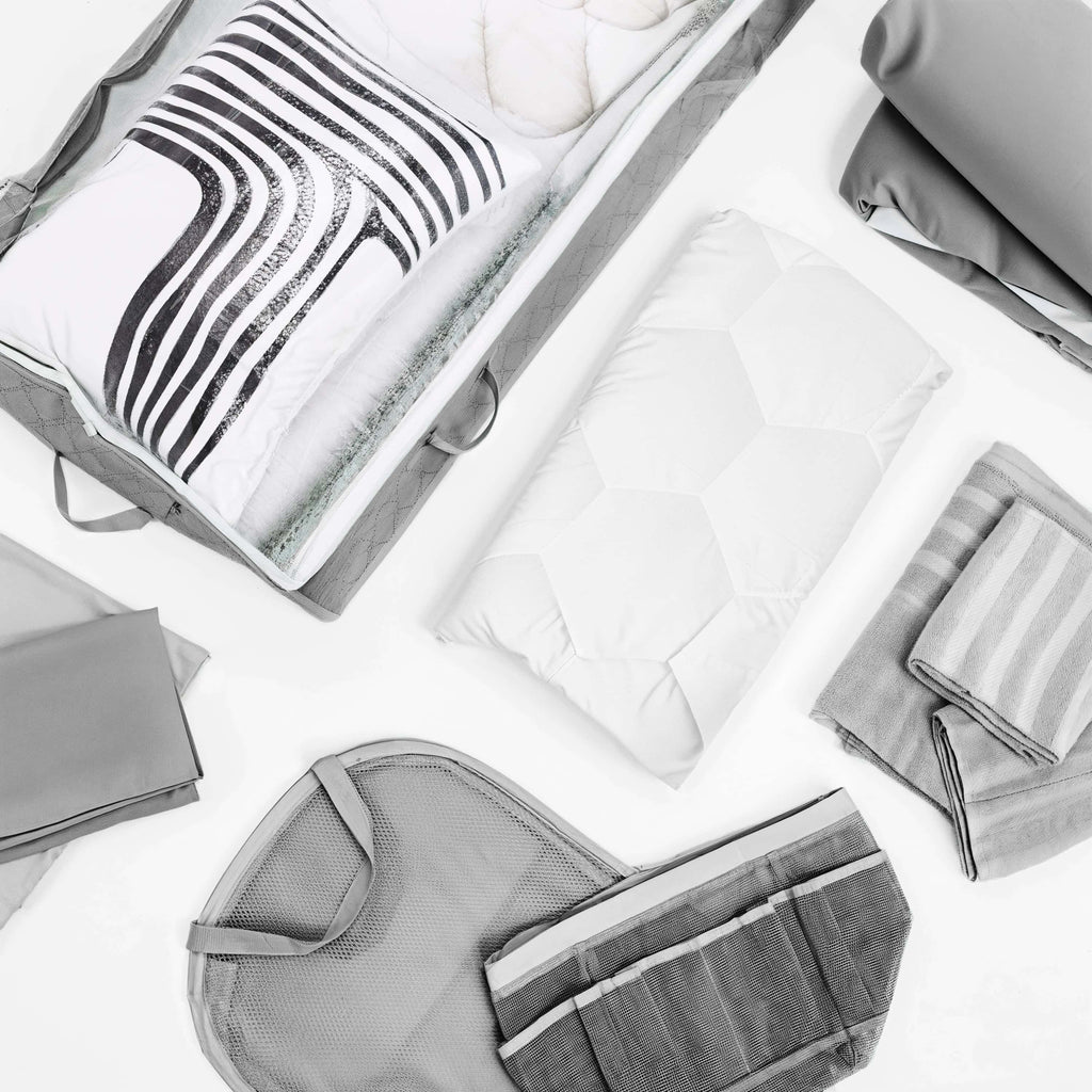 Ravure College Dorm Room Essentials Complete Set, Twin XL Comforter Set, Dorm Bedding, Twin Xl Bed In a Bag Comforter Set with All Dorm Accessories and Bedding, Grey