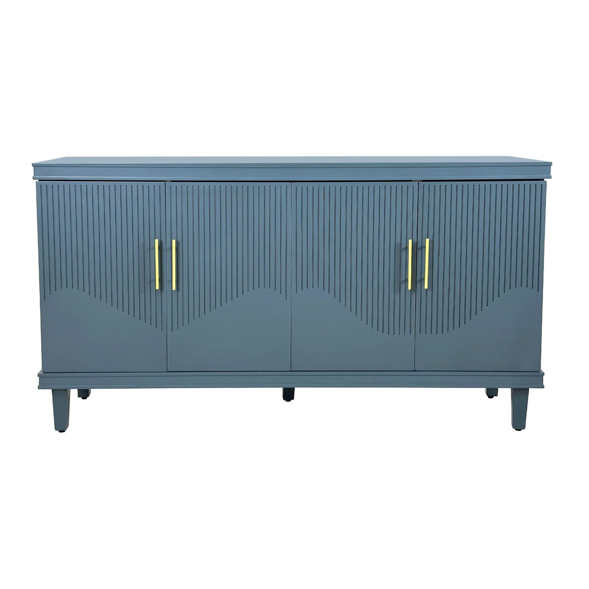 Large 4-Door Storage Cabinet with Adjustable Shelves, Modern Multi-Room Organizer for Living Room, Kitchen, Bedroom, Hallway - Blue
