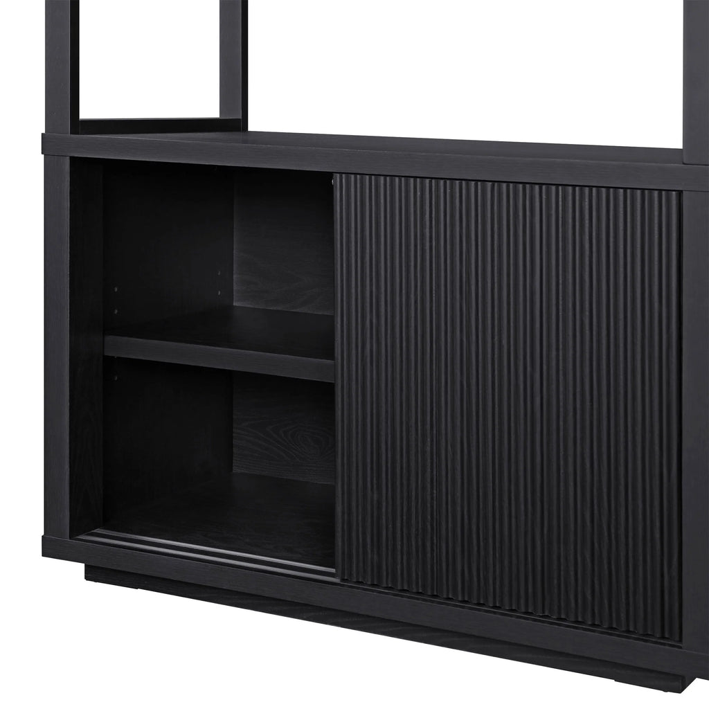 Beautiful Fluted 3-Shelf Bookcase with Storage Cabinet by Drew Barrymore, Light Honey Wood Finish