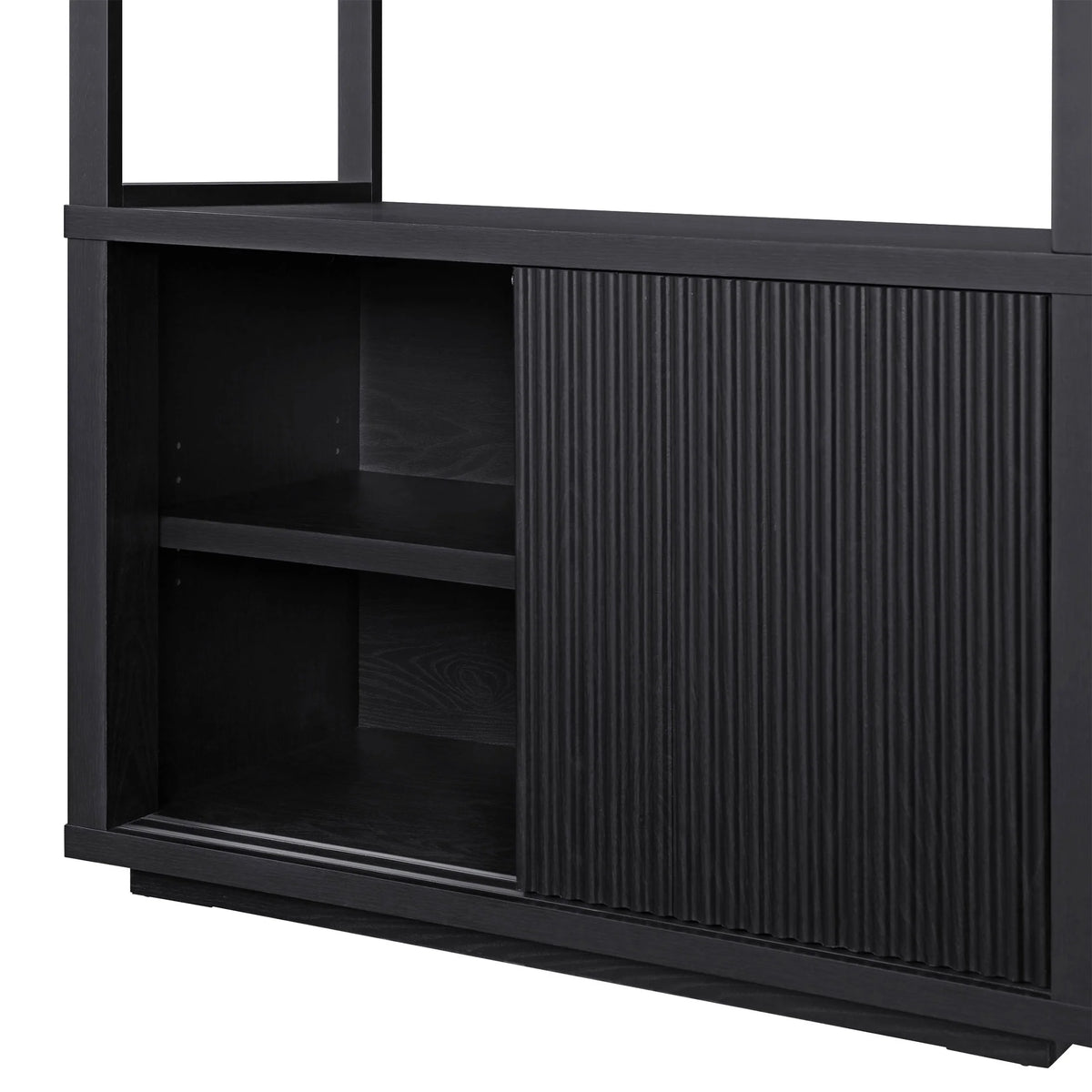Beautiful Fluted 3-Shelf Bookcase with Storage Cabinet by Drew Barrymore, Light Honey Wood Finish