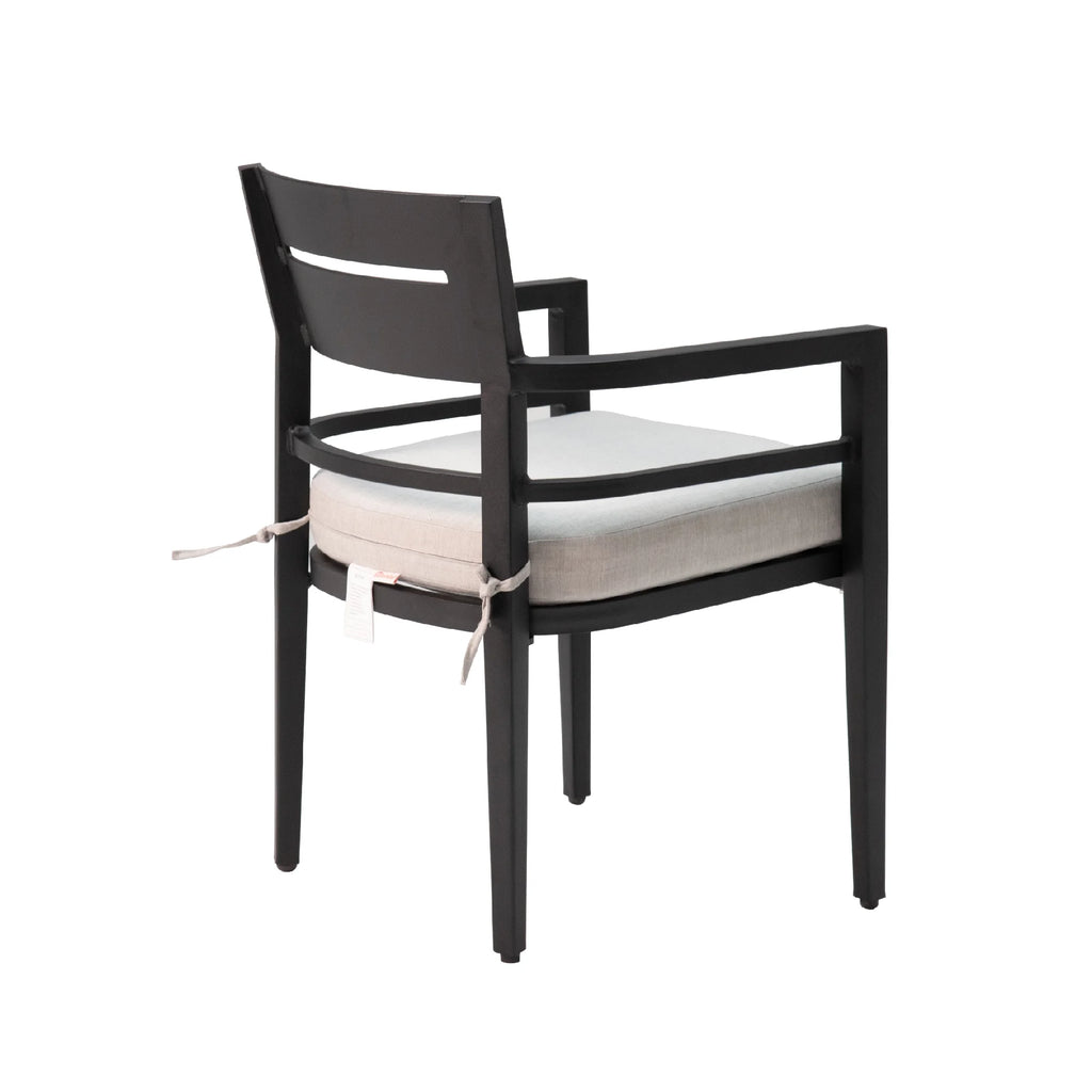 Outdoor Patio K/D Aluminum Stationary Dining Chairs 2PCS with Outdoor-grade Sunbrella Fabric Cushions, Branch-Like Backrest ,FSC-Certified Wood Armrests, Bourbon Brown