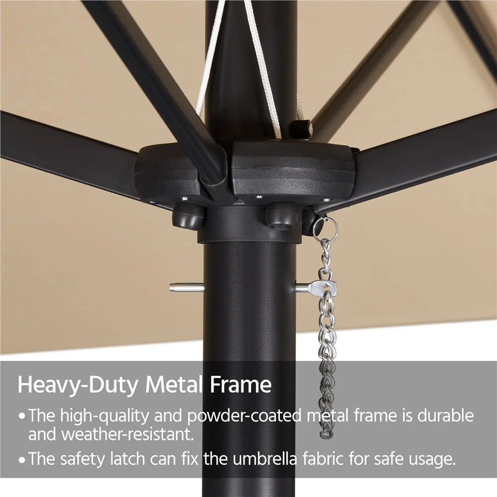 Topeakmart 13ft Patio Parasol Canopy with Crank, Tan