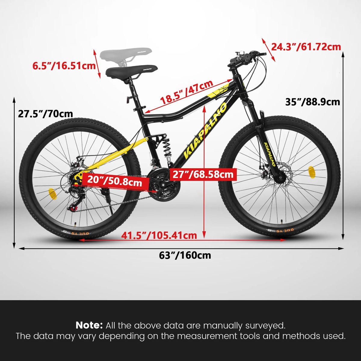 26" Steel Frame Mountain Bike, 21-Speed Unisex Bicycle with Dual Shock Absorbers, Black & Orange