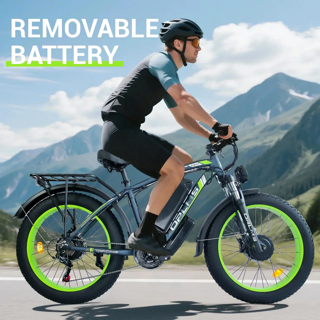 60V 25AH Battery Electric Bike for Adults,5000W Peak Dual Motor Ebike,AWD 21-Speed 50MPH Mountain Snow E-Bike with 26" x 4.0 Fat Tire, Long Range Mountain Dirt Bike for Off-Road Snow Sand