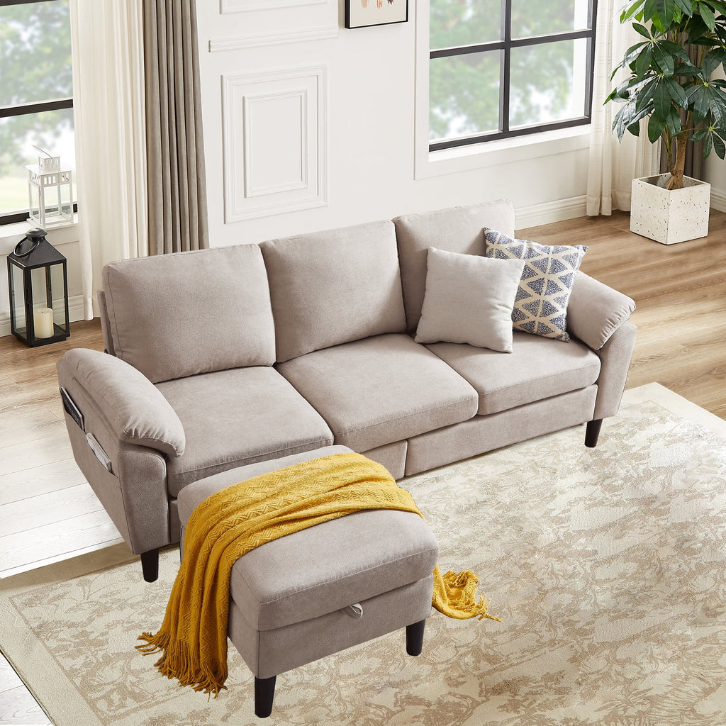 Pingliang Home Sectional Sofa Couch with Storage Ottoman,Modern 3 Seat L Shaped Sofa Couch for Living Room Apartment Studio Office