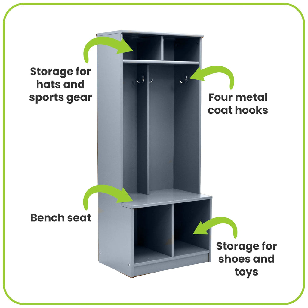 Little Partners Locker Cabinet Cubby Organizer, Learn 'N Store Wooden Classroom Cubbies Compartment Lockers for Storage of Toddlers and Kids Coats, Equipment, Backpacks - Espresso