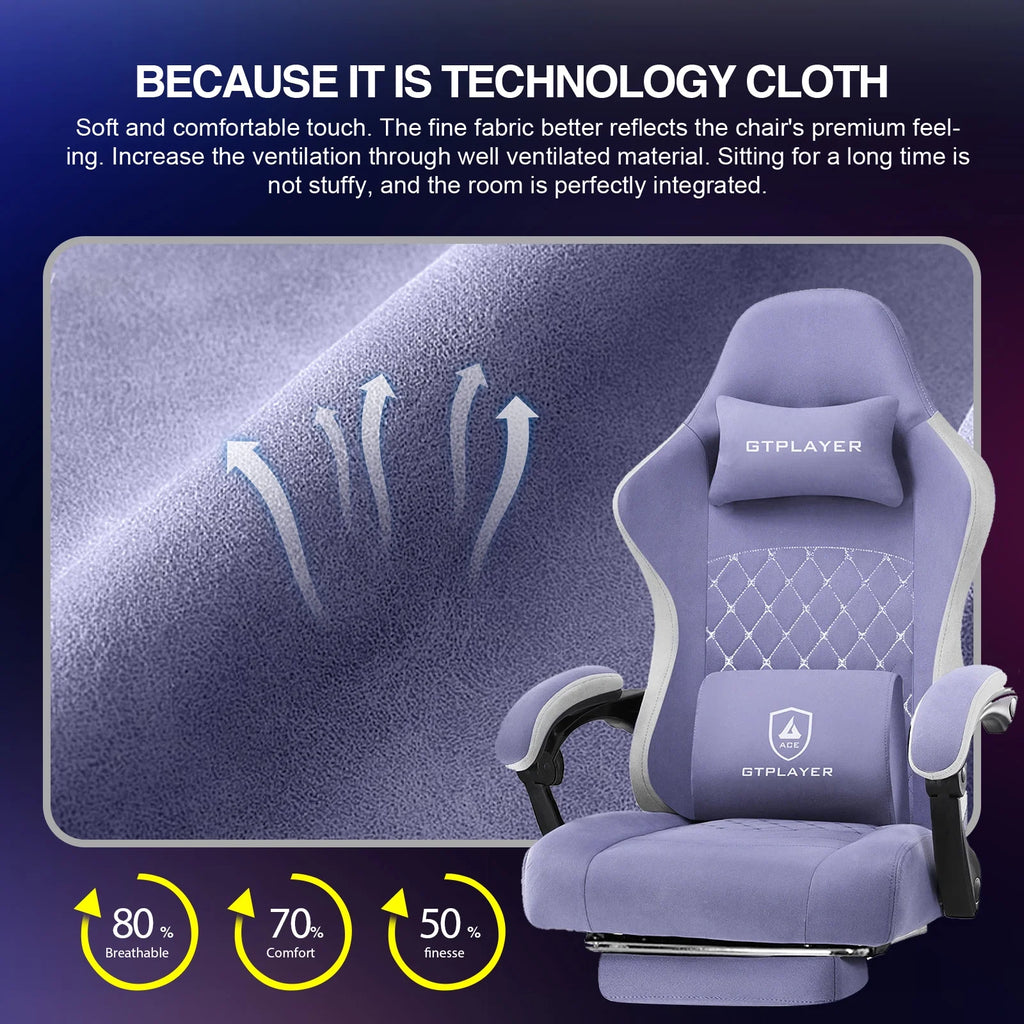 GTPLAYER Ergonomic High Back Pocket Spring Cushion Gaming Chair with Footrest & Linkage Armrests, Black