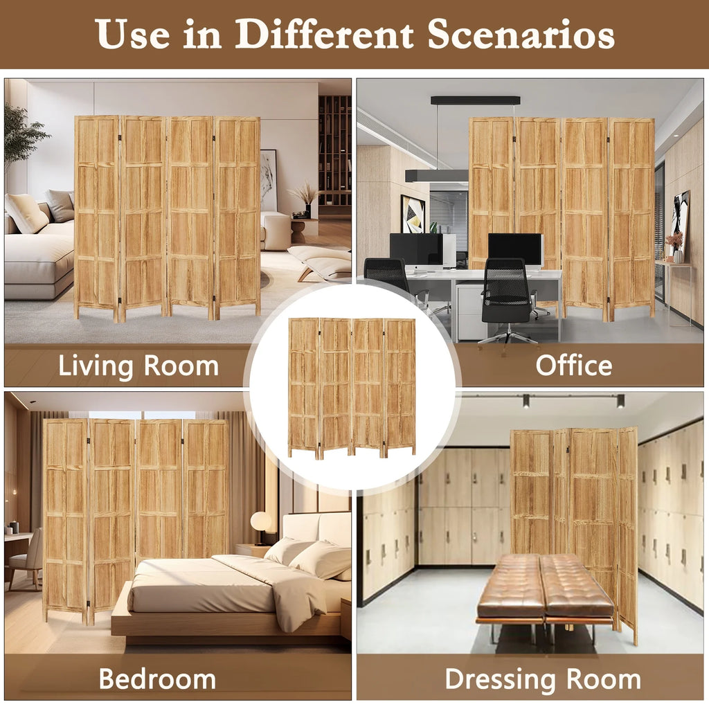 Aletheiawu 4 Panel Room Divider Wall and Folding Privacy Screens��No Installation Required��White