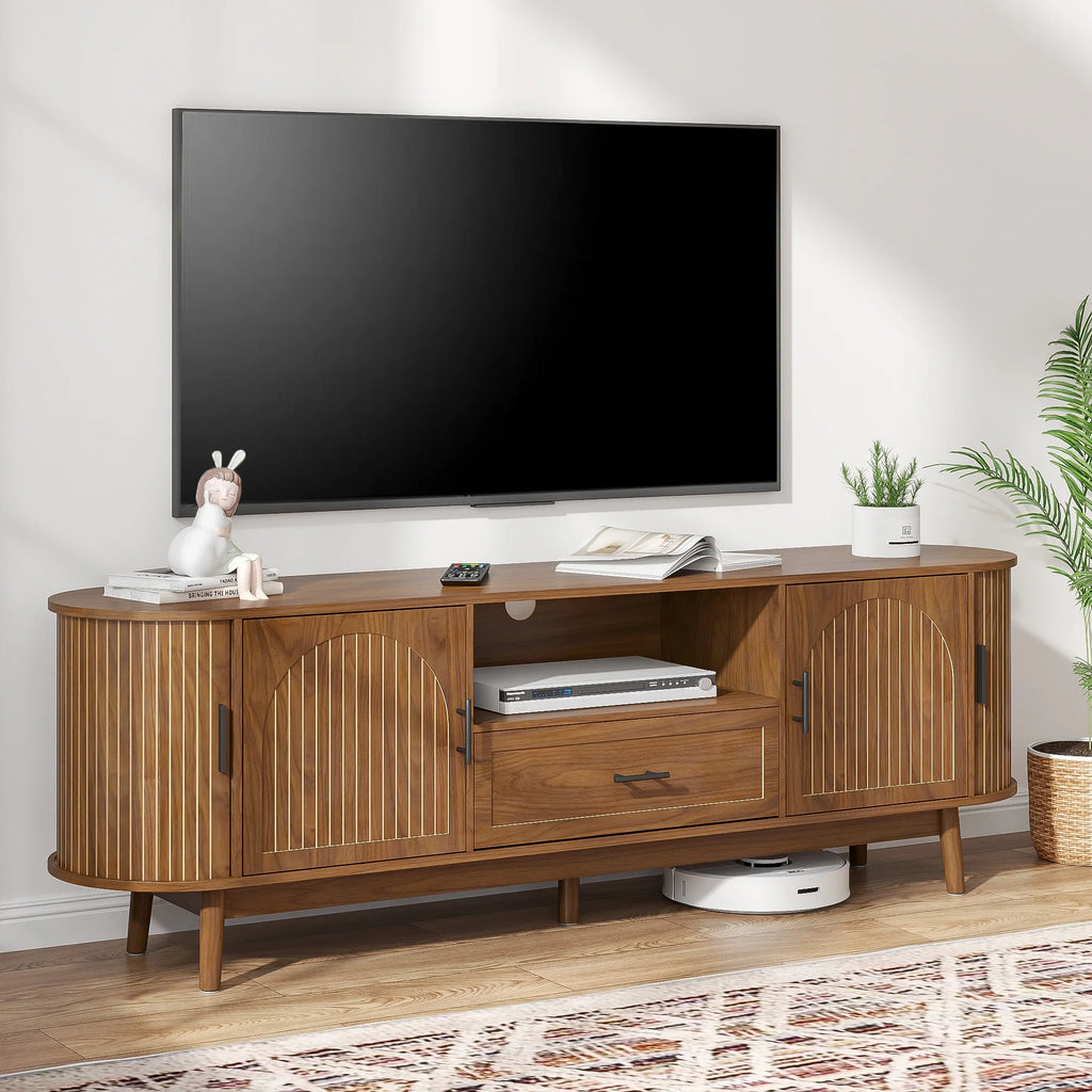 TV Stand for TVs up to 70", 63" Entertainment Center with Sliding Doors, Media Console Table for Living Room