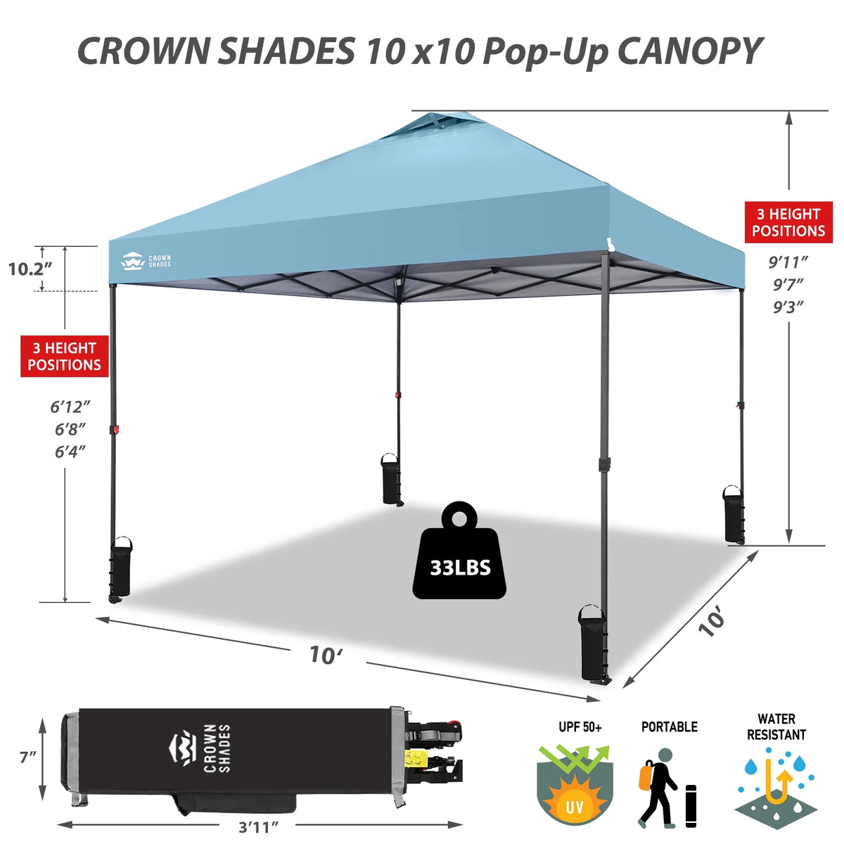 CROWN SHADES 8x8 Pop Up Canopy with One Push Setup Easy Outdoor Sun Shade for Events Parties Camping Forest Green