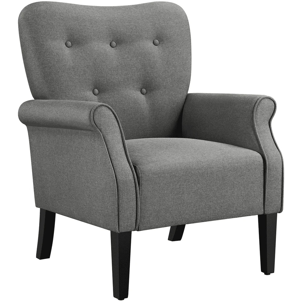Yaheetech Modern Upholstered Accent Chair with Wooden Leg for Living Room, Dark Gray