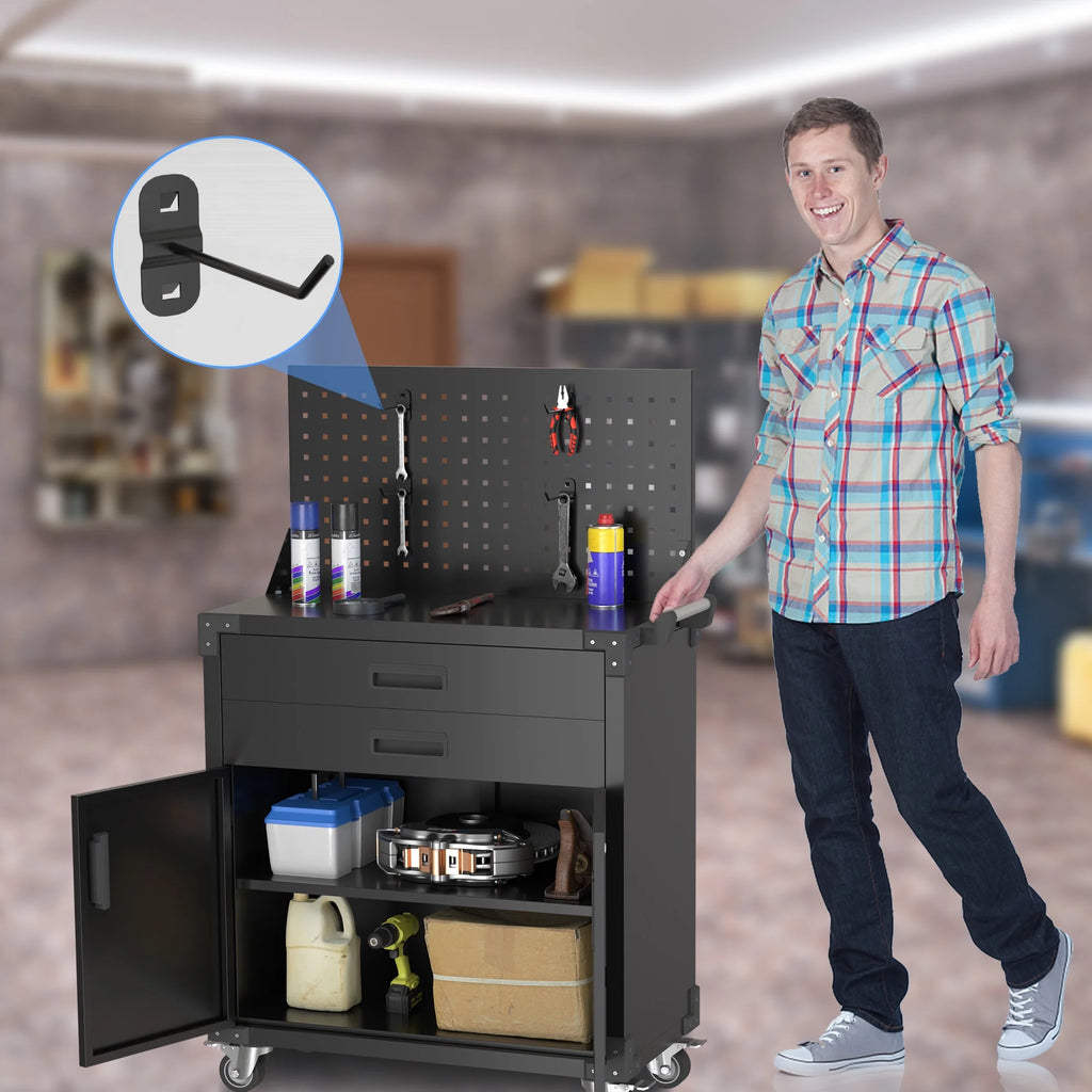 Aobabo Metal Storage Cabinet with Lock,Garage Storage Cabinet with Wheels,72In Steel Storage Cabinet for Garage Home Storage, Black Required-Assembly