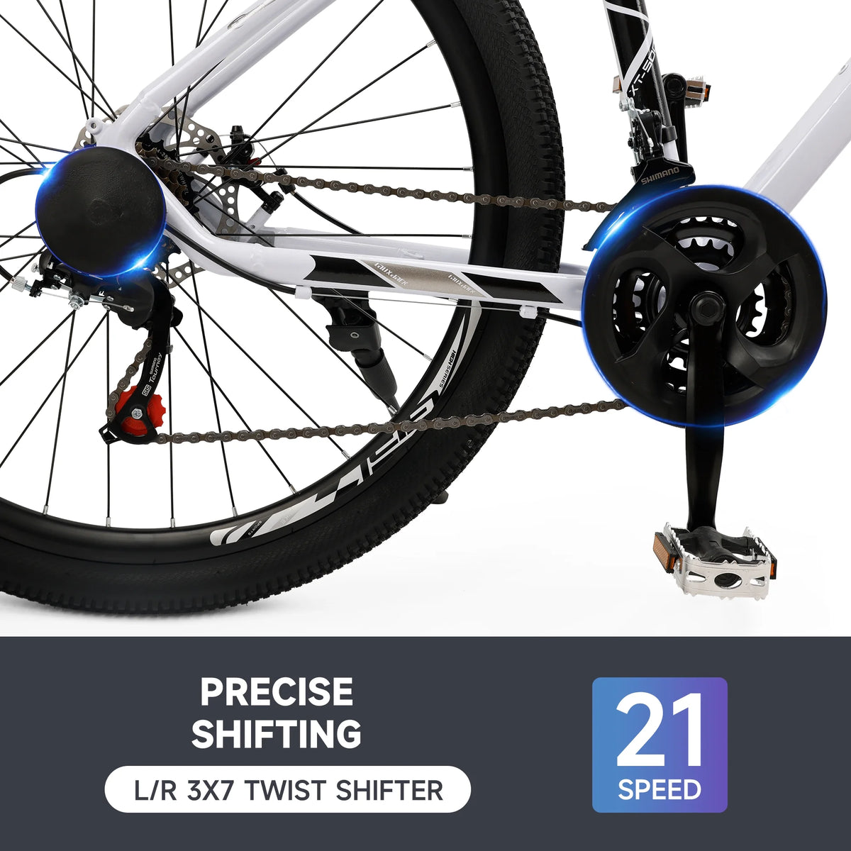 ARTUDATECH 27.5 Inch Mountain Bike, Shimano 21 Speed,  Dual Disc Brake Bike for Men Womens Adult, Full Suspension Bicycle