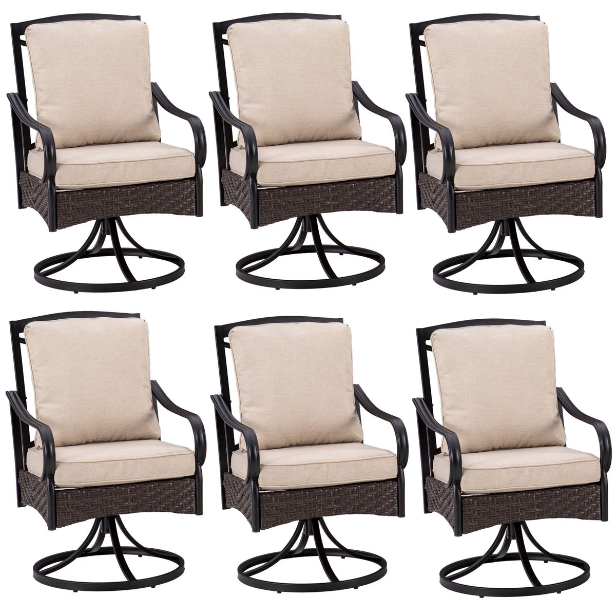 Sophia&William Patio Swivel Dining Chairs Set of 4 with Beige Cushions