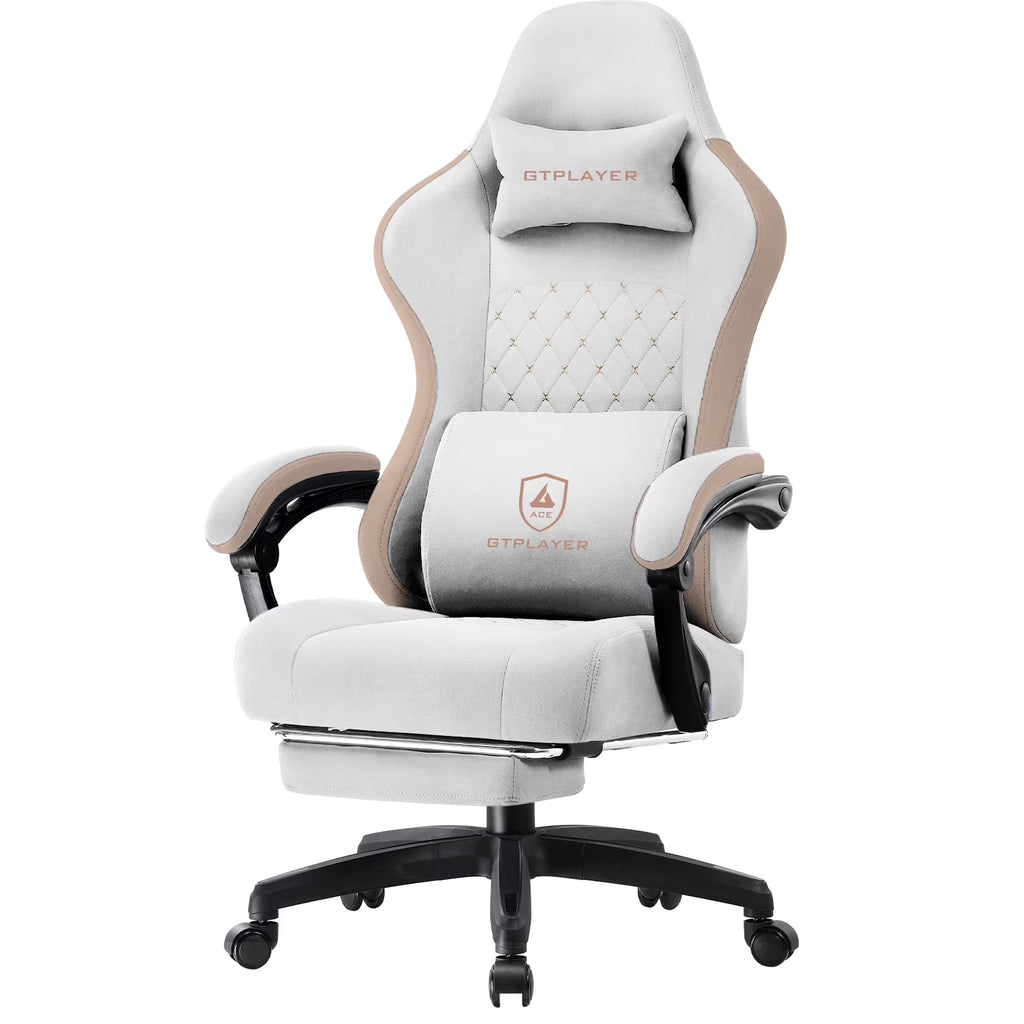 GTPLAYER Ergonomic High Back Pocket Spring Cushion Gaming Chair with Footrest & Linkage Armrests, Black