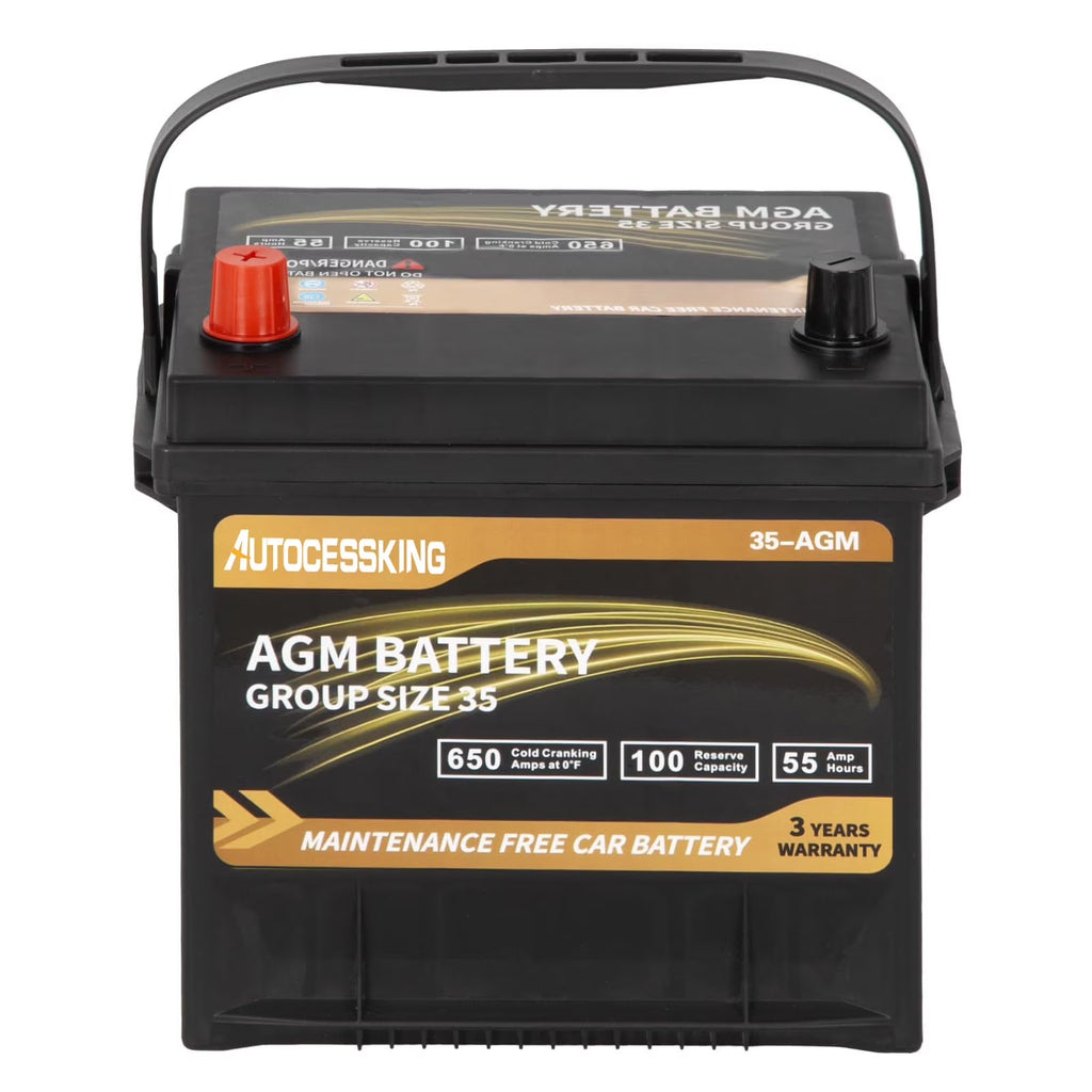 Autocessking Platinum AGM Battery, Group 47 Rechargeable Automotive Batteries for Car, 12V H5 680CCA 60Ah 100RC