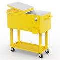 Ktaxon 80 Qt Rolling Ice Chest Cooler Cart Outdoor Trolley with Storage Shelf, Bottle Opener & Cap Collector for 48 Hour Cold Drinks,Lemon Yellow