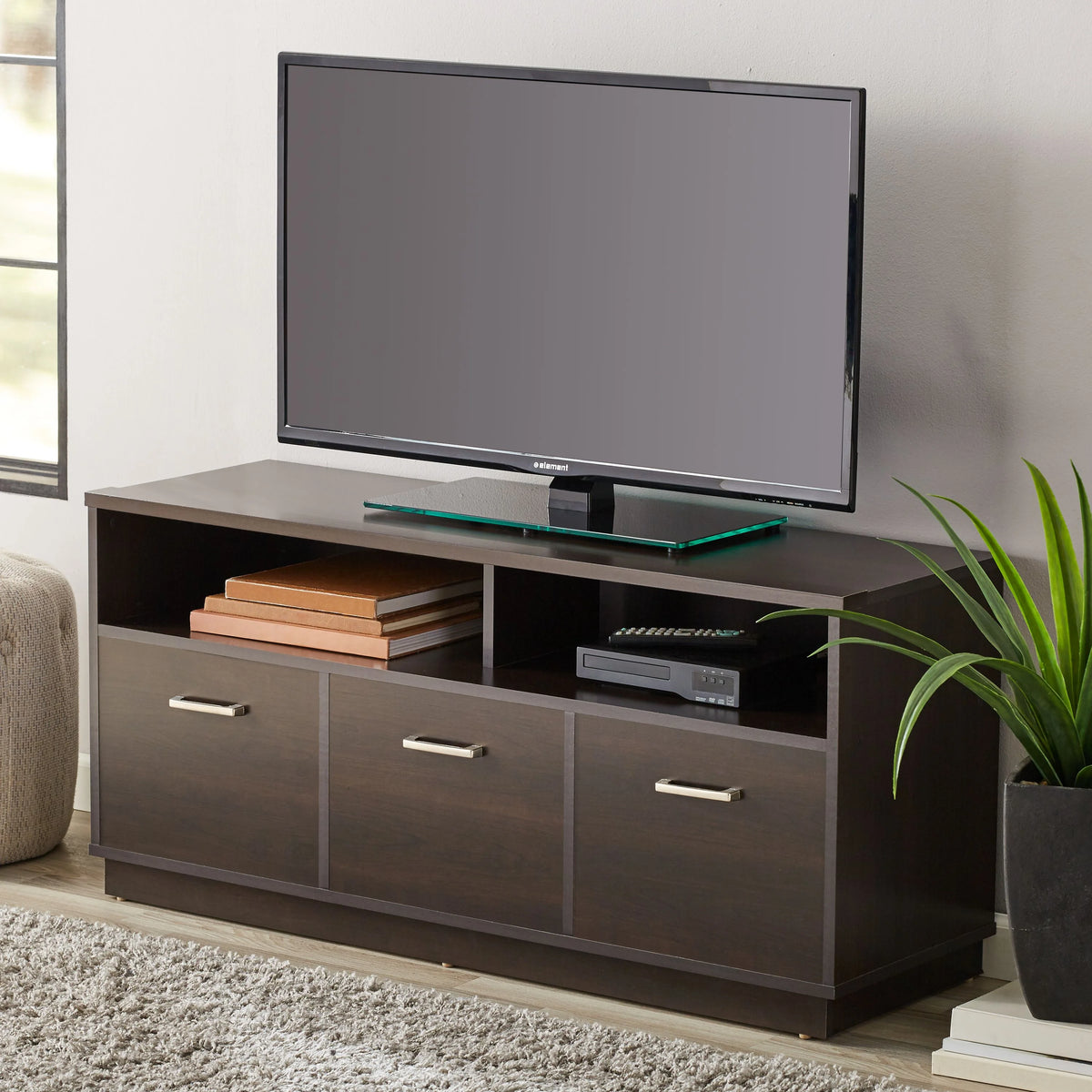 Mainstays 3-Door TV Stand Console for TVs up to 50", Blackwood Finish