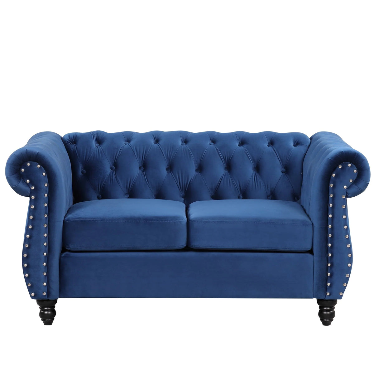 Classic 3 Seater Button Tufted Sofa, Upholstered Couch with Nailhead Rolled Arms Removable Cushions for Living Room Office Bedroom
