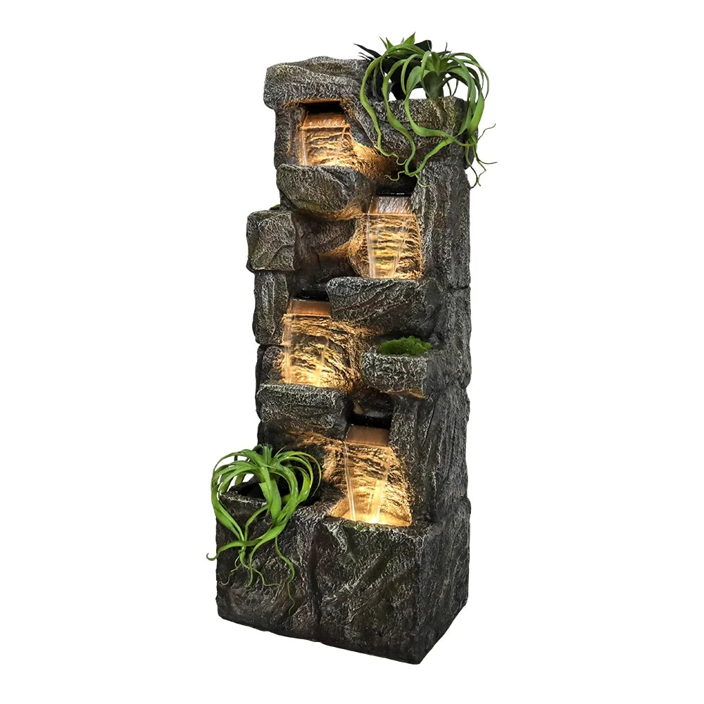 55.5-in Outdoor Garden Water Fountain 4 Tiers Large Cascading Fountain