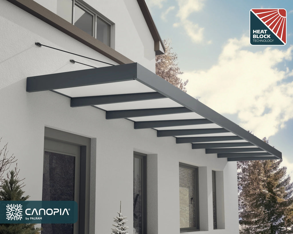 Palram - Canopia Sophia XL 2000 6' x 5' Acrylic Awning - Gray/Mist