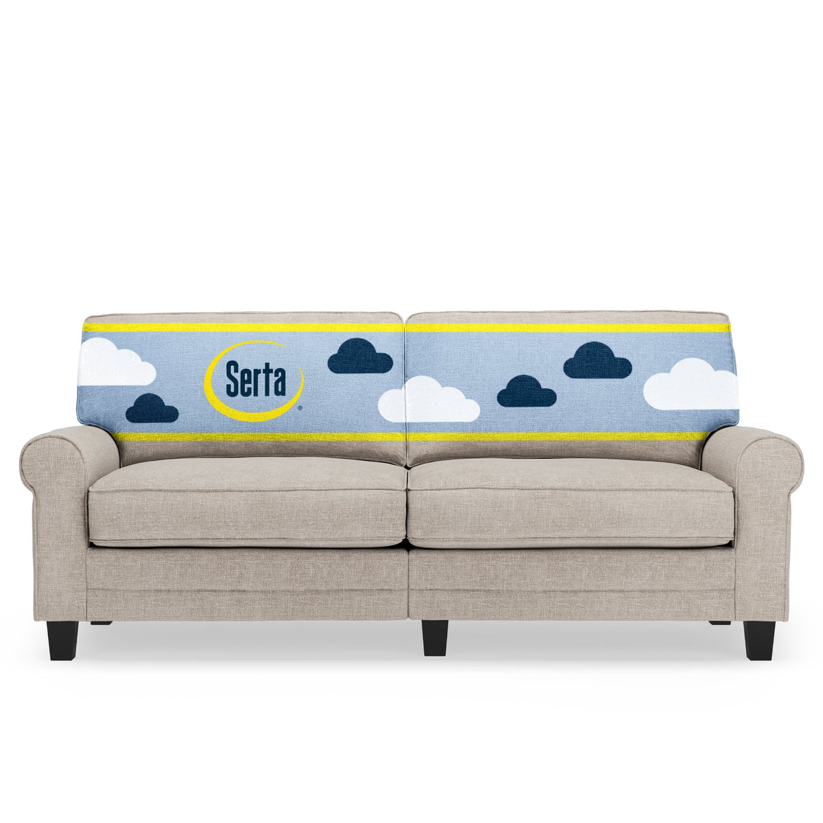 Serta Copenhagen 78" Rolled Arm Sofa with Removable Covers Dark Brown