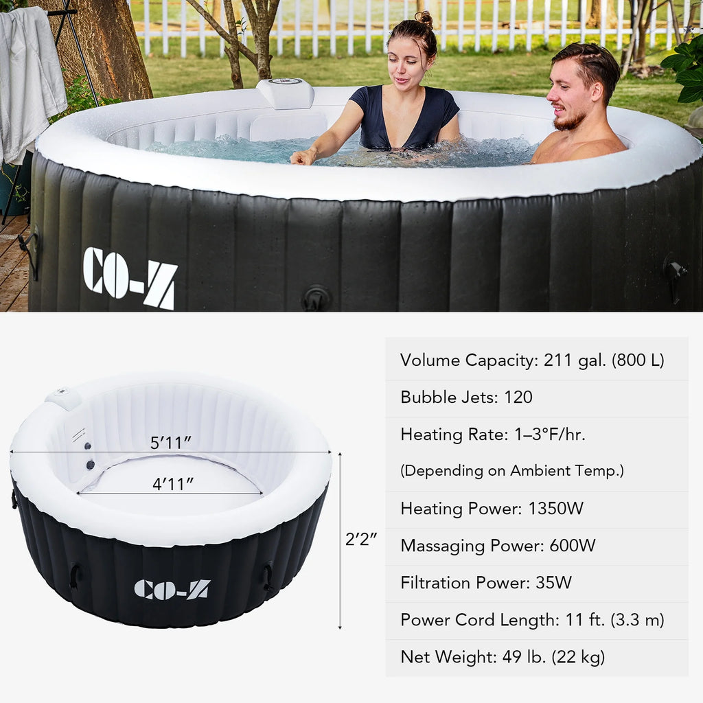 CO-Z 6ft Inflatable Hot Tub Pool with Massage Jets, Green