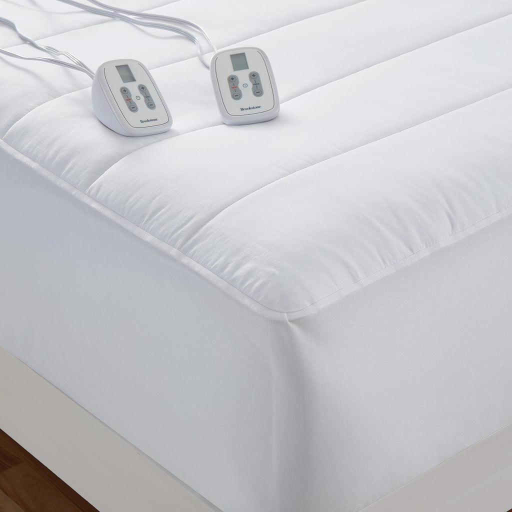 Brookstone Quilted-Comfort Cotton Heated Mattress Pad