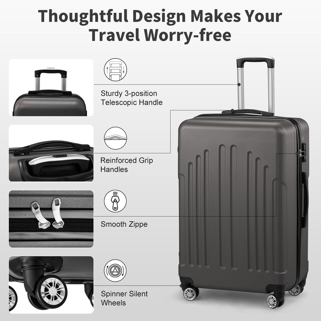 Zimtown 3 Piece Nested Spinner Suitcase Luggage Set With TSA Lock Royal Blue