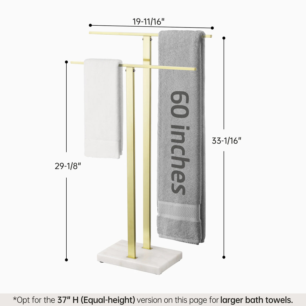 KES Freestanding Towel Rack for Bathroom 2-Tier, Floor Towel Stand with Heavy Marble Base, 18/8 Stainless Steel Brushed, WMBTR003BS