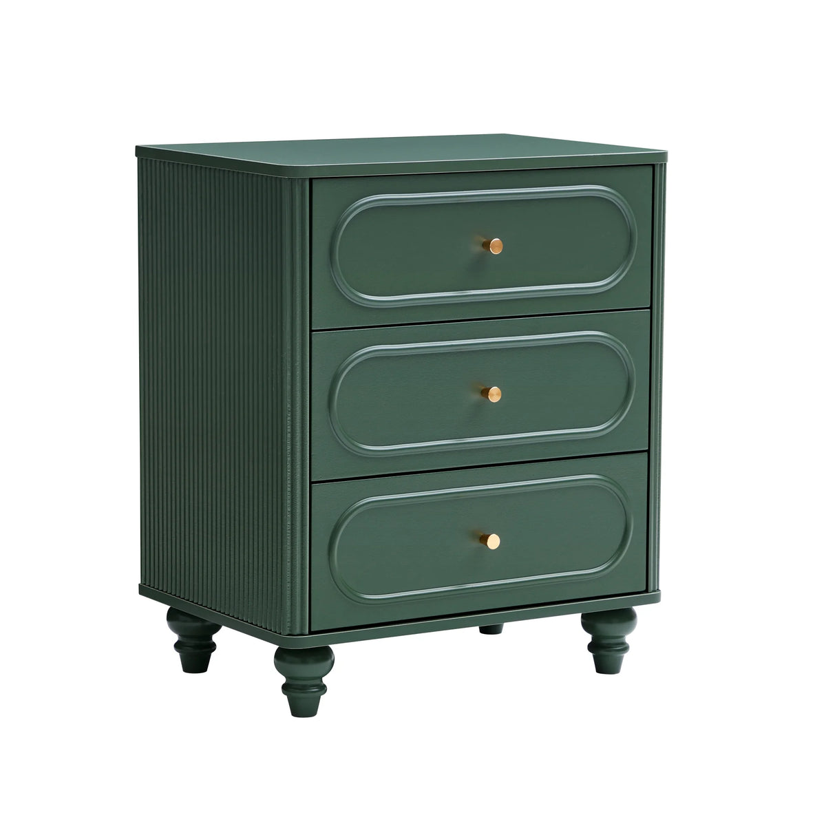 YOCWO 3 Drawer Nightstand, Classic Chest of Drawers with Arc Edge, Walnut