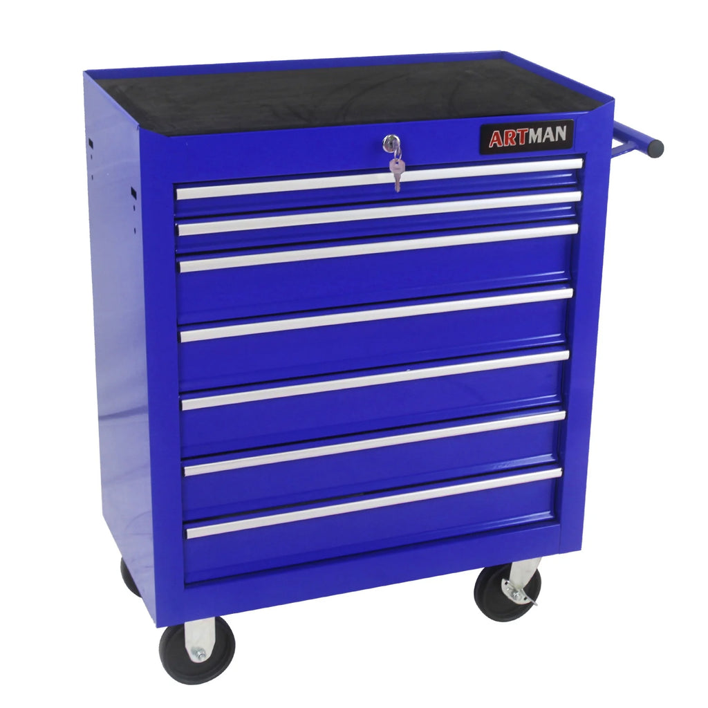 7-Drawer Rolling Tool Chest, Metal Tool Storage Organizer Cart with Locking System and Wheels, Multifunctional Mechanic Tool Cart for Garage, Warehouse, Workshop, Repair Shop, Red