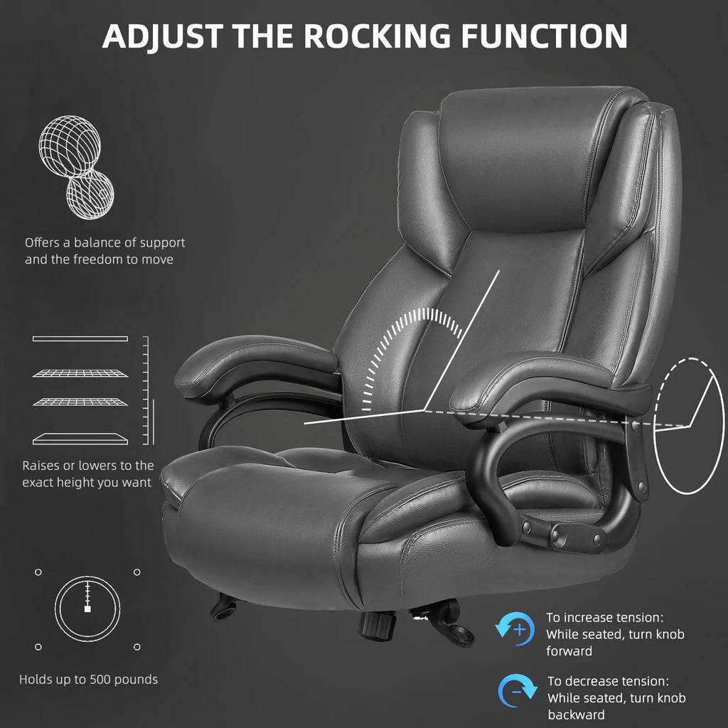 Waleaf Heavy Duty Big and Tall Office Chair 500lbs with Adjustable Lumbar Support,High Back Office Chair for Adults