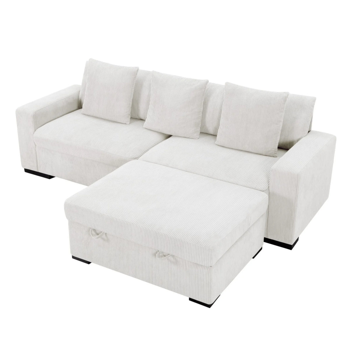 Gewnee 103.5-Inch Modular Corduroy Sofa Set with Solid Wood Legs, High-Density Foam, Suitable for Living Room/Bedroom/Office