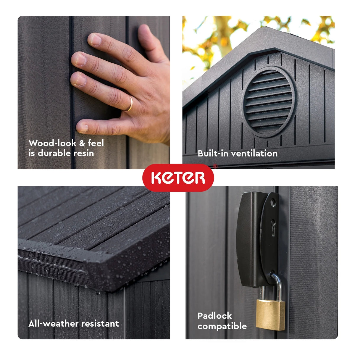 Keter Outdoor Storage Shed, Durable Resin, Compact & Portable, Store-It-Out Darwin, Grey