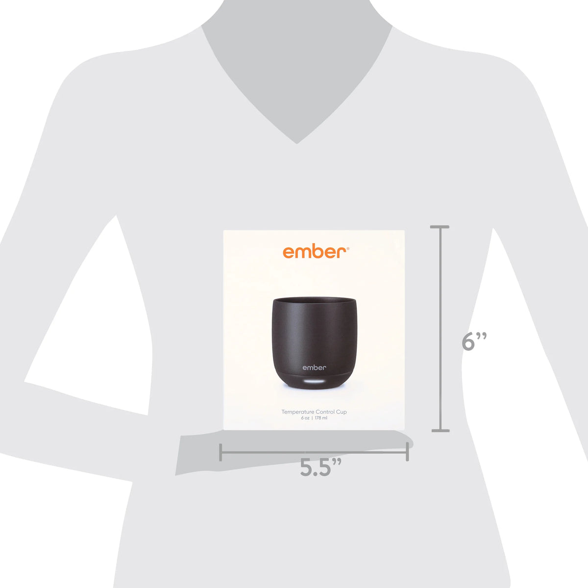 Ember Temperature Control Smart Cup, 6 oz, Black, Up To 1.5-hr Battery Life - App Controlled Heated Cup - Improved Design