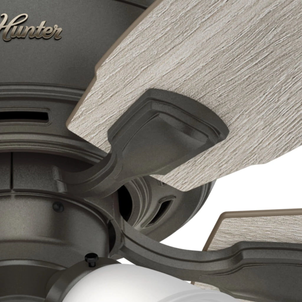Hunter - Amberlin Indoor Ceiling Fan With Light, 52-inch, Brushed Nickel, Casual-style, 3-speed WhisperWind Motor, 53216, for Living Rooms, Bedrooms