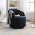 Swivel Barrel Chair, Modern Teddy Fabric Swivel Accent Barrel Chair Armchair, Upholstered Cozy Club Chairs Sofa Arm Chair for Nursery, Bedroom, Office, Hotel, Dark Blue