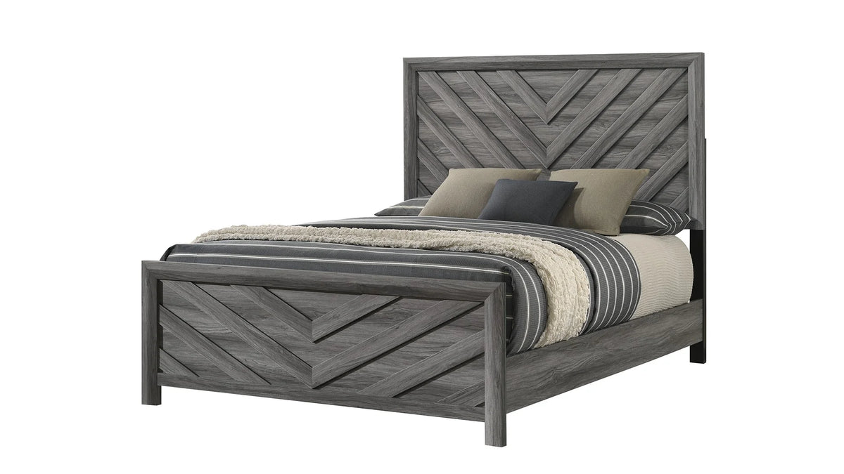 Denver Modern Style 4PC Full Size Bedroom Set Made With Wood in Gray Colour