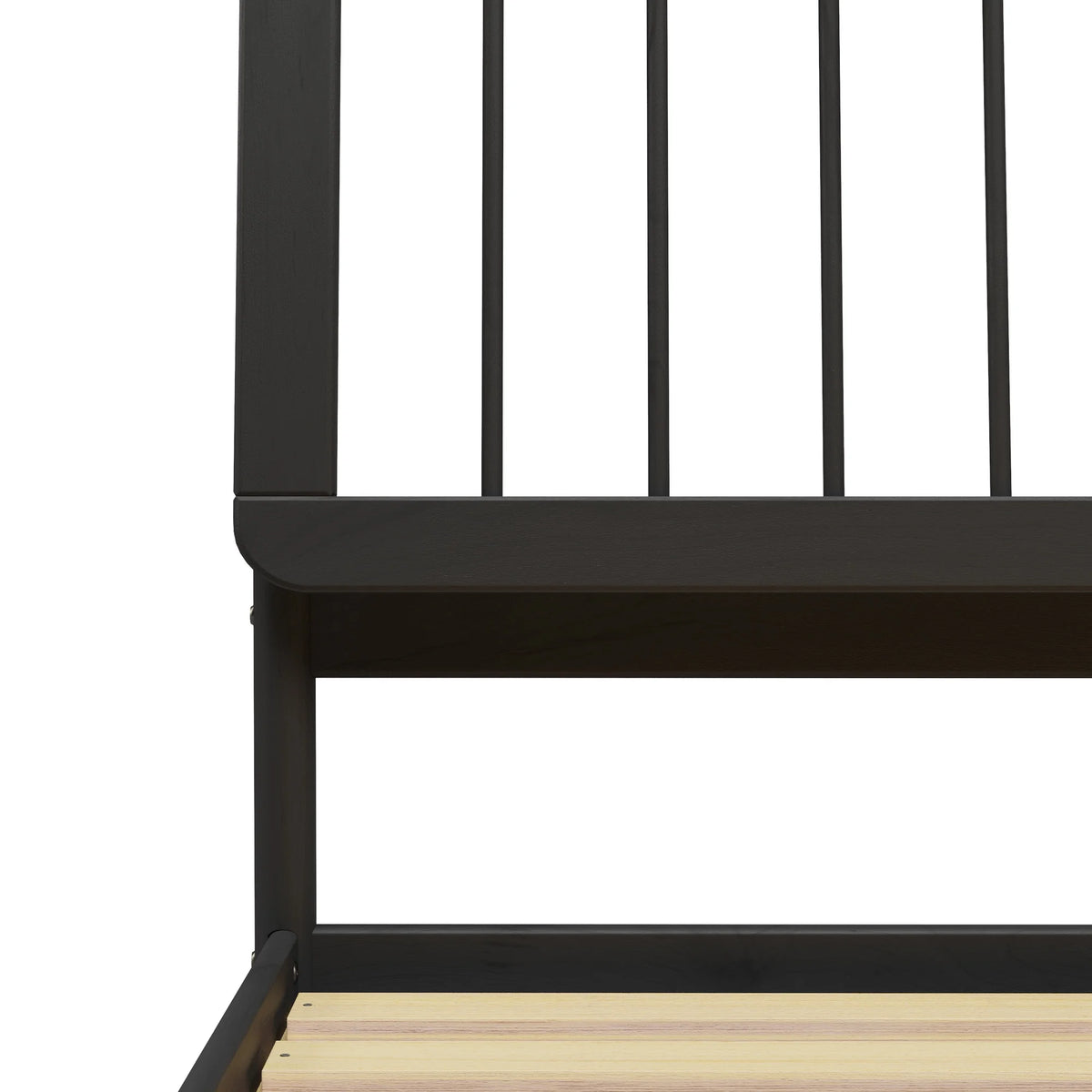 Walker Edison Mid-Century Modern Slatted Solid Wood Queen Bedframe, Natural Pine