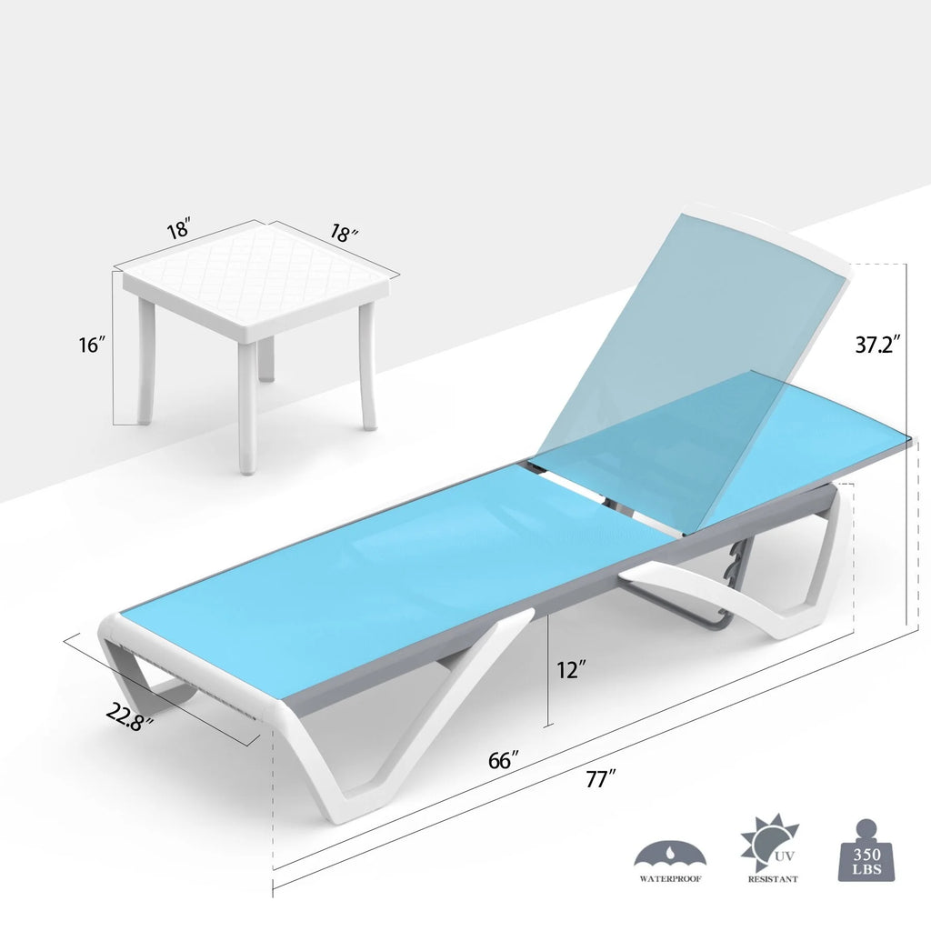 Domi Outdoor Living Chaise Lounge Chair Aluminum Adjustable Pool Lounge Chair��With All-Weather Textilene for Deck, Lawn, Backyard ��1 Grey Chair��