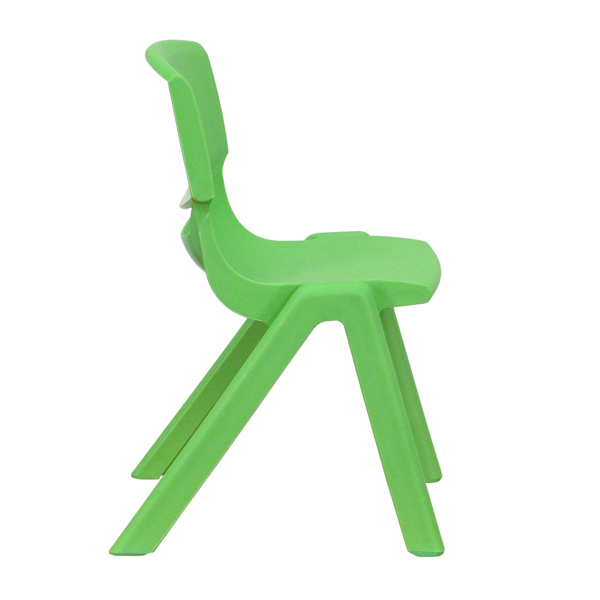 Emma + Oliver 4 Pack Green Plastic Stack School Chair with 12" Seat Height - Kids Chair