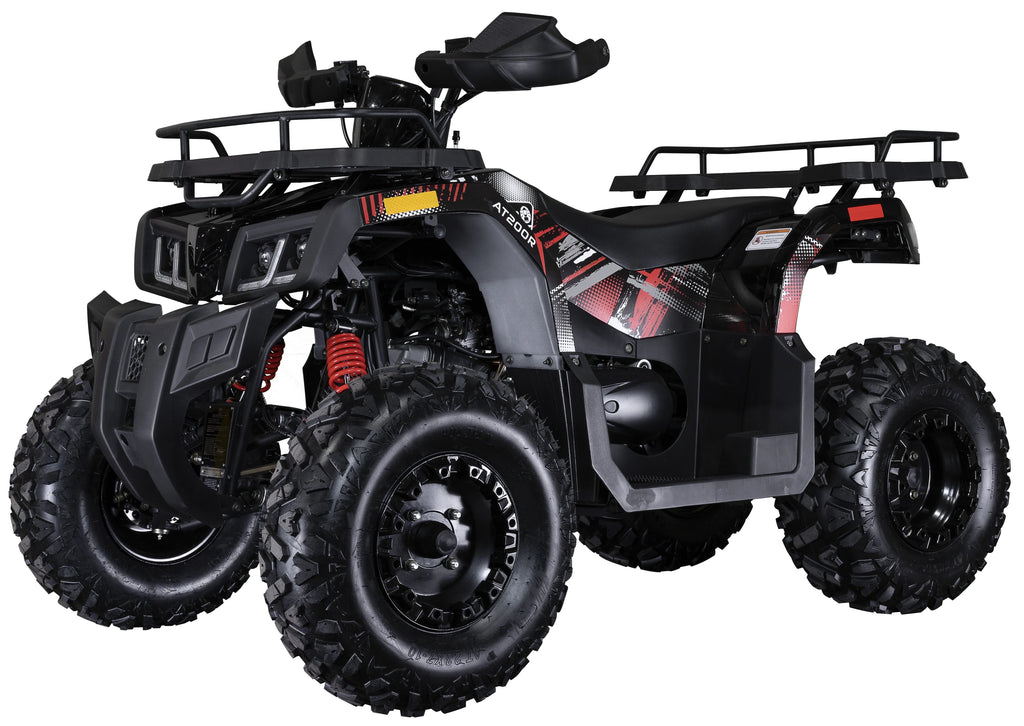 Coleman Powersports AT200R 169cc Adult Gas ATV, High-Speed Off-Road Quad Up to 38 MPH & 20 Miles Range, Automatic Transmission, Front & Rear Cargo Racks, Ages 16 and Up, Black