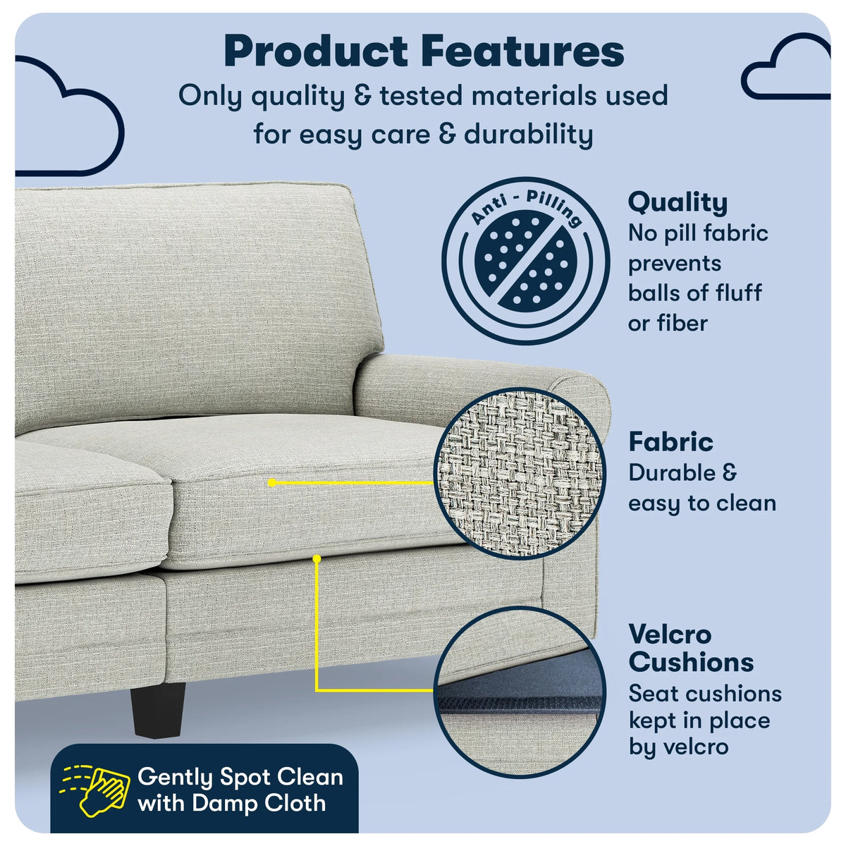 Serta Copenhagen 78" Rolled Arm Sofa with Removable Covers Dark Brown